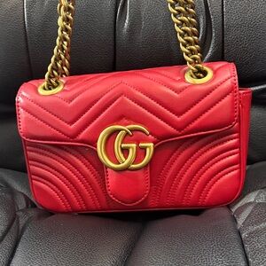 Stylish desinged Red Crossbody Bag with Gold Chain